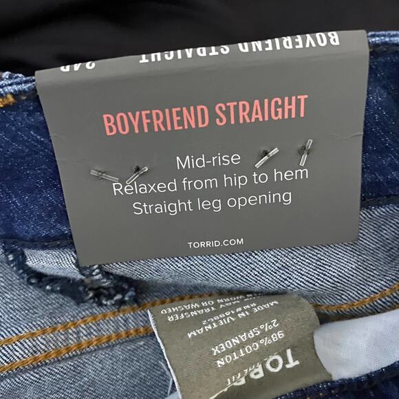 Torrid Boyfriend Straight Denim Jeans Vintage Stretch Mid-Rise Sz 24 NWT - Picture 8 of 10